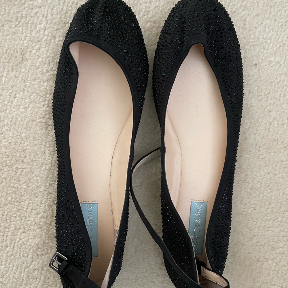 Black Betsey Johnson beaded ballet flats